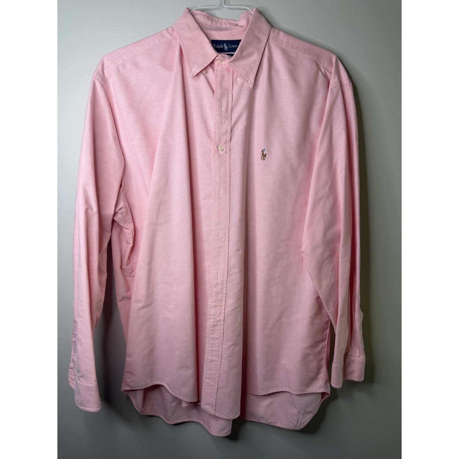 Polo Ralph Lauren Mens Classic Fit Long Sleeve Button Up Shirt Pink Size Xl